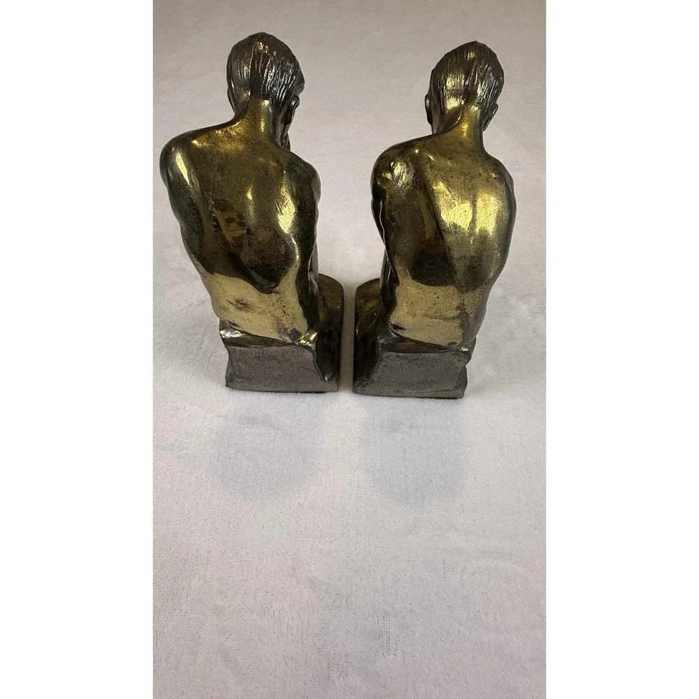 VTG Park Sherman's The Thinker Cast Metal Brass/Bronze Bookends C 1928